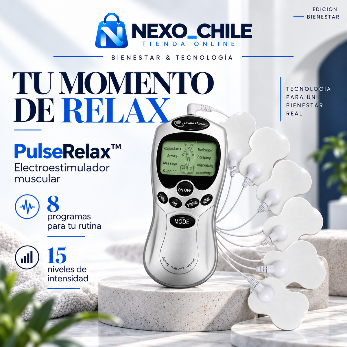 PulseRelax™ — Electroestimulador muscular**